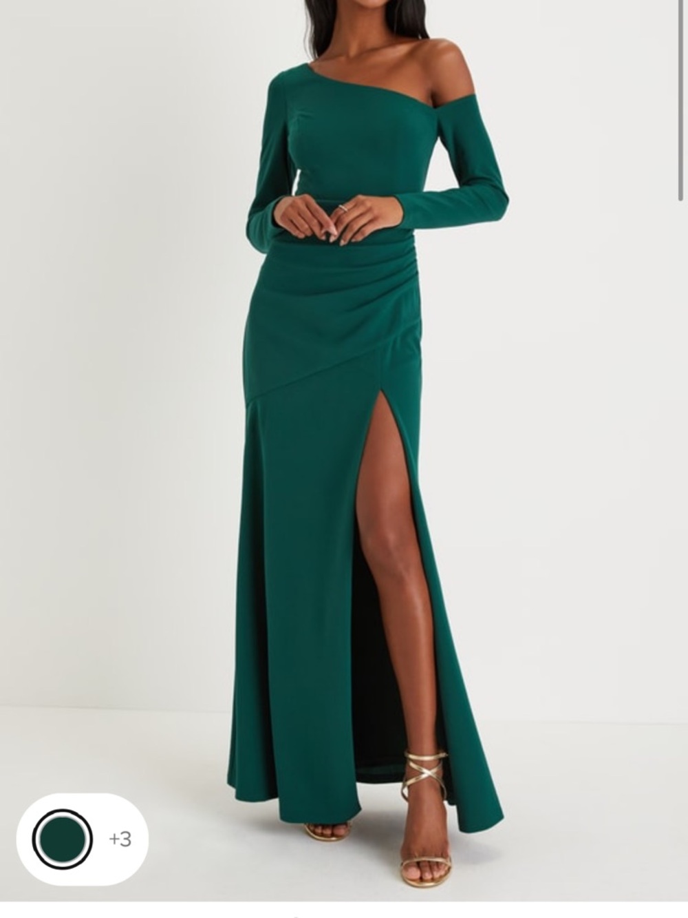 Lulus One-Shoulder Emerald Green Long-Sleeve Dress